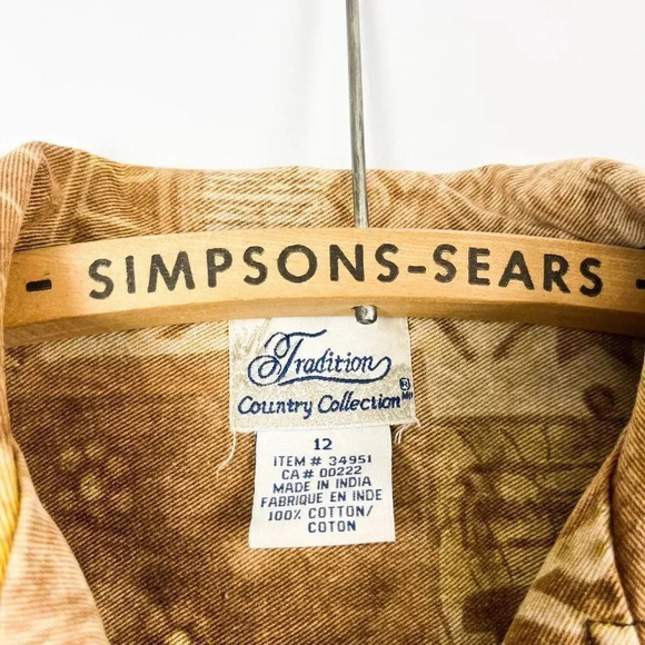 Country Collection Vintage 90s Tan Denim Jacket - Patchwork Southwestern Cowboy - Picture 5 of 7